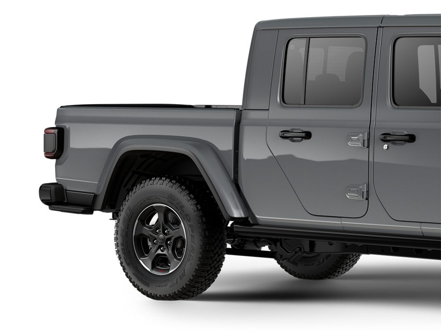 Jeep Gladiator rear section with 17 Inch Gloss Black Wheel with Polished Edge